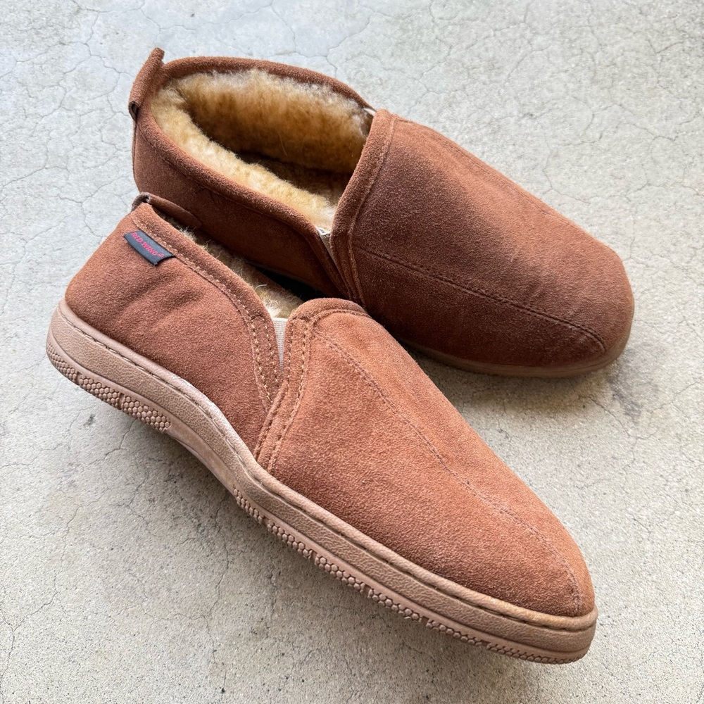 Red Wing Shoes Mens 10 Romeo Sheepskin Lined Suede Slippers Chestnut